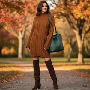 CLOUD TEN Cable knit sweater dress S M L